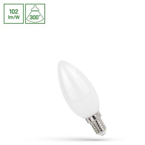 E14 4W LED Kerzenlampe - C37, 400lm, 2700K, milchweiß, COG Filament