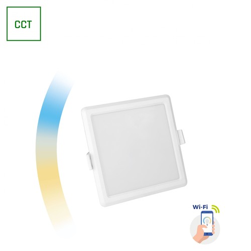 Algine 6W Smart Home LED Einbaupanel - CCT, dimmbar, Wi-Fi, quadratisch, 112x112 mm