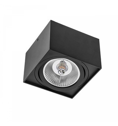 Quadratischer AR111 Aufbauspot - Schwarz, Aluminium, 145x145mm, schwenkbar, ohne Leuchtmittel