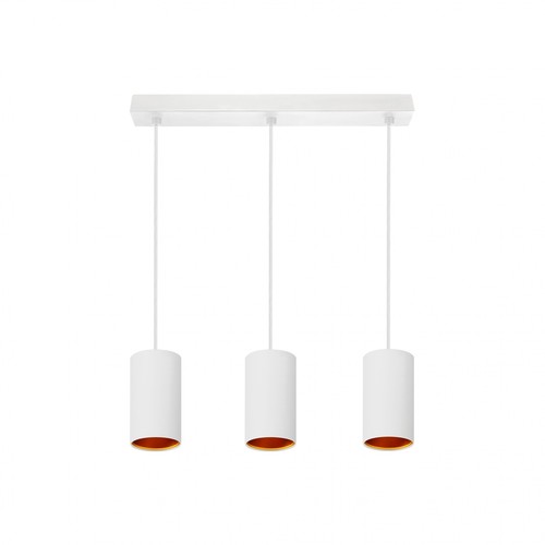 CHLOE GU10 x 3 - IP20 Pendelleuchte, Weiß, Gold, Rechteckige Basis, Ohne Leuchtmittel