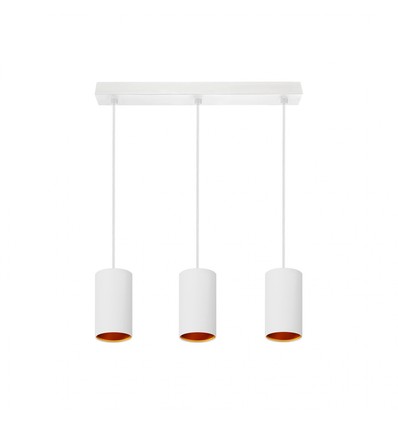 CHLOE GU10 x 3 - IP20 Pendelleuchte, Weiß, Gold, Rechteckige Basis, Ohne Leuchtmittel
