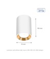 CHLOE Mini P20 Rund - Gehäuse weiß, Ring gold, Rand weiß, Ohne Lichtquelle