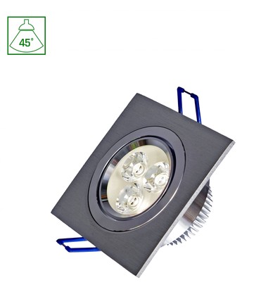 3W Fiale quadratischer LED Einbauspot - 45 Grad, warmweiß, 3x1W LEDs