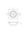 3W Fiale quadratischer LED Einbauspot - 45 Grad, warmweiß, 3x1W LEDs