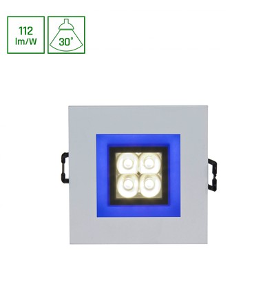 FIALE 4LED 4x1W 30° 230V - Quadratisch, Kaltweiß, LED, Spot, Blauer Rahmen