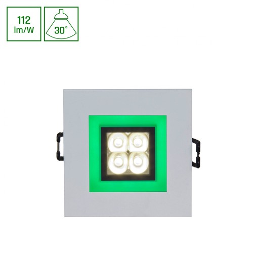 FIALE 4LED 4x1W 30° 230V - Quadratisch, Warmweiß, LED, Spot, Grüner Rahmen