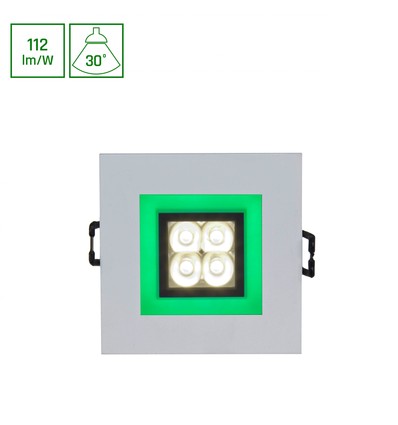 FIALE 4LED 4x1W 30° 230V - Quadratisch, Warmweiß, LED, Spot, Grüner Rahmen
