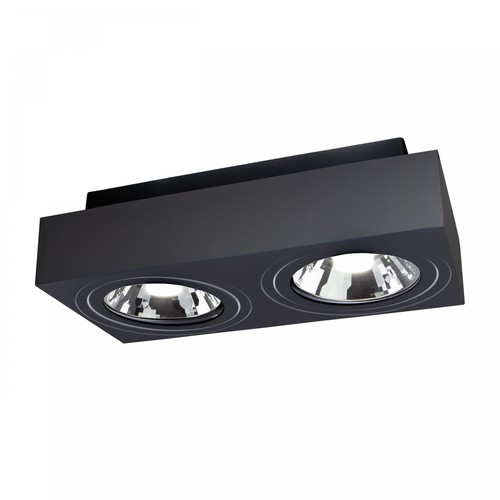 Mirora AR111 X2 Doppel-Aufbaustrahler - Schwarz, rechteckig, verstellbar, für 2x GU10, 29,3 x 14,5 cm