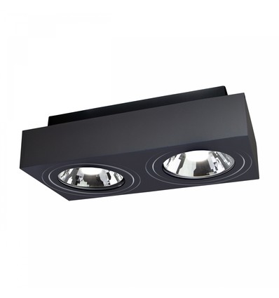 Mirora AR111 X2 Doppel-Aufbaustrahler - Schwarz, rechteckig, verstellbar, für 2x GU10, 29,3 x 14,5 cm