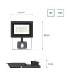 30W LED Fluter mit Sensor - 6000K (Kaltweiß), Schwarz