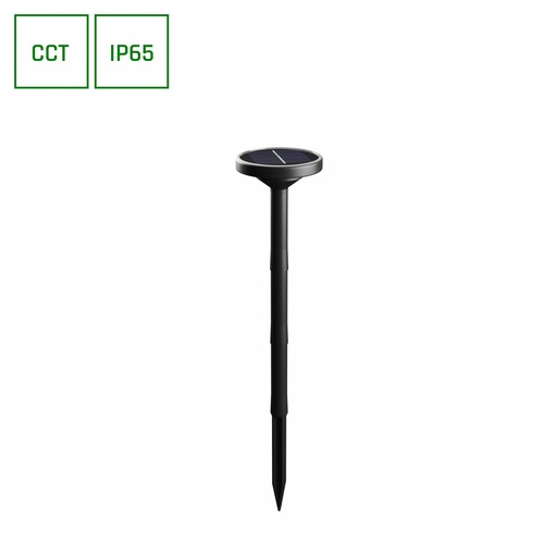 1W Solara Plato Solar Gartenlampe, CCT - IP65, schwarz, inkl. Erdspieß, 3000K/4000K/6000K, 3.2V