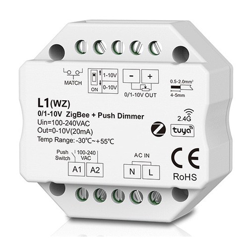 LEDlife rWave 1-10V Zigbee Einbaudimmer - Hue kompatibel, RF, Push-Dim, LED-Dimmer, zum Einbau