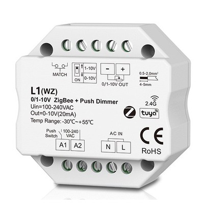 LEDlife rWave 1-10V Zigbee Einbaudimmer - Hue kompatibel, RF, Push-Dim, LED-Dimmer, zum Einbau