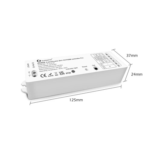 Gledopto Pro 2in1 Zigbee Controller - Hue kompatibel, Dimmer/CCT, 12V (120W), 24V (240W)