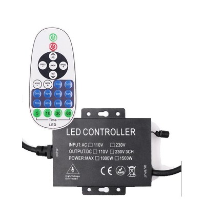 RF Funk-Timer+Dimmer mit Fernbedienung IP67 wasserdicht - Für 230V 8x16 Neonflex, Memory-Funktion, max. 100m