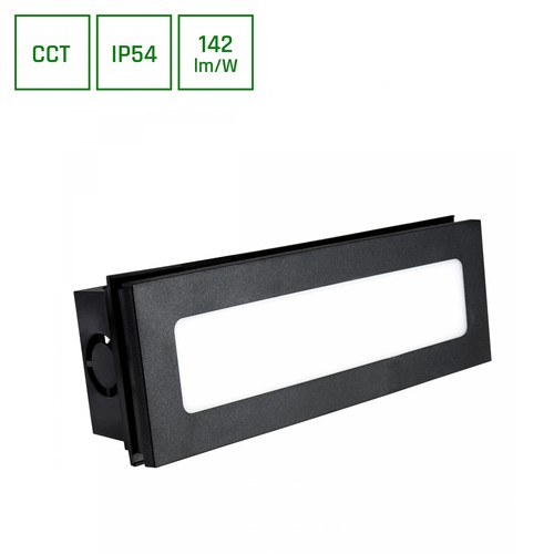 6W Einbau-Treppenlicht CCT - 3 Lichtfarben, IP54, Schwarz, 23 x 8,4 x 5,2 cm, Schwarz, 230V