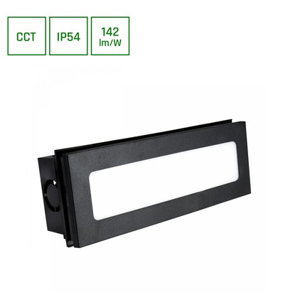 6W Einbau-Treppenlicht CCT - 3 Lichtfarben, IP54, Schwarz, 23 x 8,4 x 5,2 cm, Schwarz, 230V