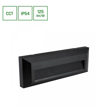 6W Encanta Asymmetric CCT Wandleuchte - IP54, schwarz, 750lm, 3 Lichtfarben, Fassade/Außen
