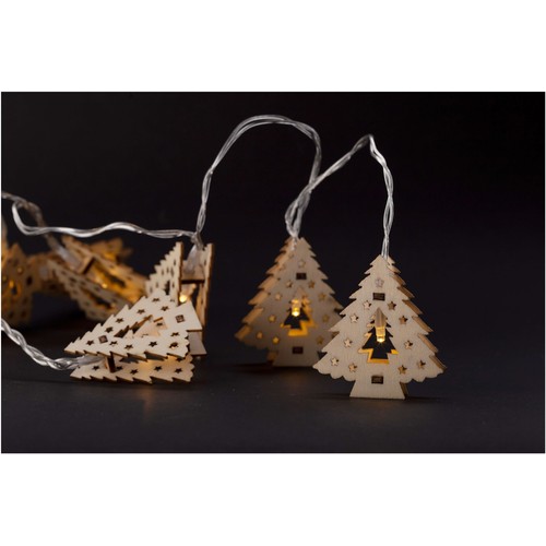 165 cm warmweißes LED-Weihnachtsbaum-Lichterkette aus Holz - 10 LED, für Innen, batteriebetrieben
