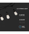 V-Tac Lichterkette für 10 Stück E27 Lampen - 5 Meter, IP54, 230V, ohne Leuchtmittel