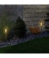 Solarlampen für den Garten 4 Stück - Schwarz, mit Erdspieß, Flammeneffekt, 50 cm hoch