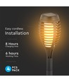 Solarlampen für den Garten 4 Stück - Schwarz, mit Erdspieß, Flammeneffekt, 50 cm hoch
