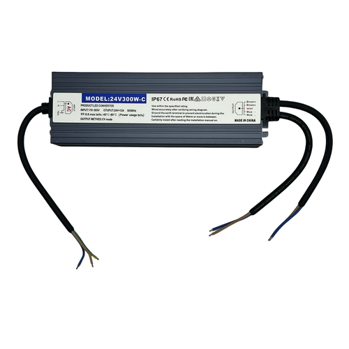 300W / 24V DC Netzteil - 12,5A, IP67, Flicker free