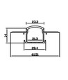 Aluprofil 50x20 zum Einlassen - 1 Meter, schwarz, inkl. schwarzer Abdeckung