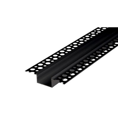 Aluprofil 50x20 zum Einlassen - 1 Meter, schwarz, inkl. schwarzer Abdeckung