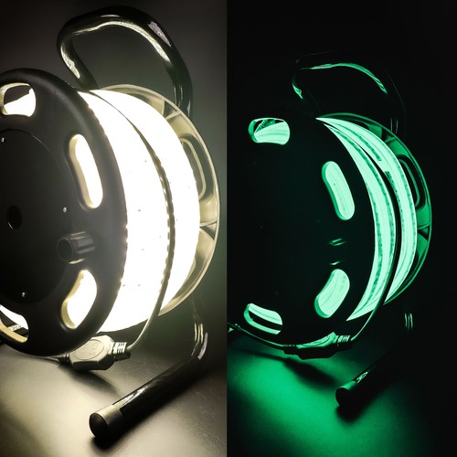 25m Selbstleuchtendes Arbeitslicht 230V LED-Streifen auf Trommel - IP67, 180 LED/m, 11W/m, 1000 lm/m, 4000K
