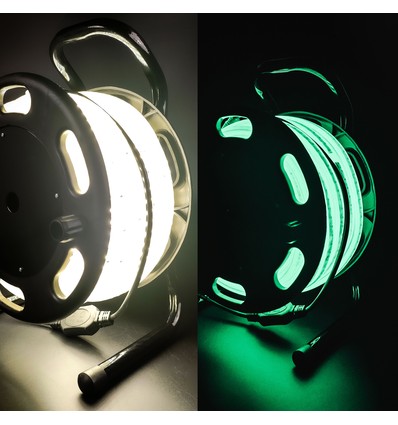 25m Selbstleuchtendes Arbeitslicht 230V LED-Streifen auf Trommel - IP67, 180 LED/m, 11W/m, 1000 lm/m, 4000K