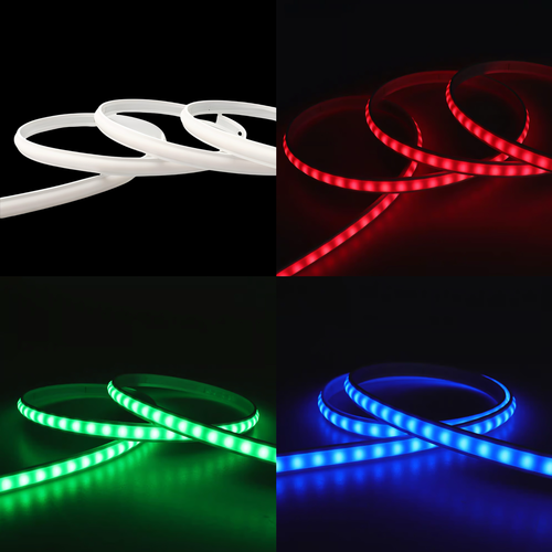 5m 9W/m RGB CLIP-ON LED-Streifen - 230V, IP67 wasserdicht, weiße Abdeckung, 60 LED