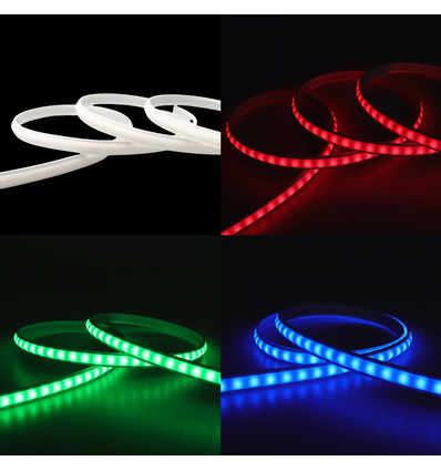 5m 9W/m RGB CLIP-ON LED-Streifen - 230V, IP67 wasserdicht, weiße Abdeckung, 60 LED