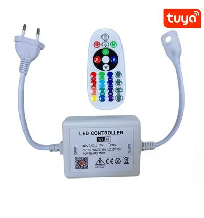 230V RGB WIFI Smart Home CLIP-ON Controller - Inkl. Endkappe, für 230V, Speicherfunktion, 50 m
