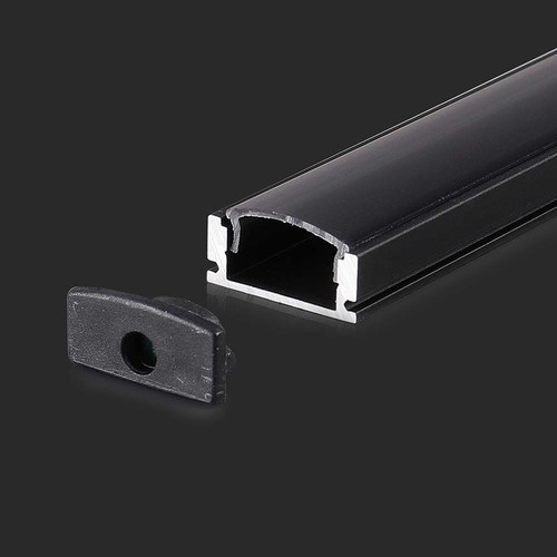 VT-8113 Aluprofil - 2 Meter, inkl. schwarzer Abdeckung und Endkappen