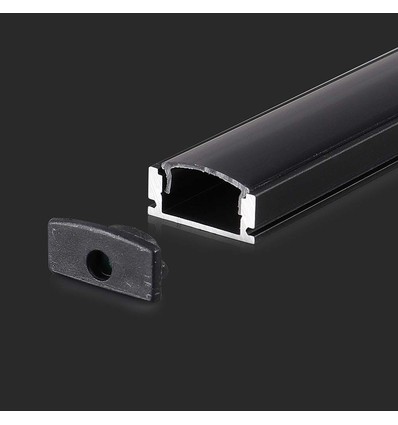 VT-8113 Aluprofil - 2 Meter, inkl. schwarzer Abdeckung und Endkappen