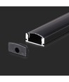 VT-8113 Aluprofil - 2 Meter, inkl. schwarzer Abdeckung und Endkappen