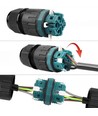 Schwarze runde Abzweigdose - IP68 wasserdicht, Schwarz, 5-adrig, zur Kabelverbindung, DALI/1-10V Dimm