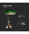 V-Tac Klassische Schreibtischlampe - Grünes Glas, 1,5 Meter Kabel, E27 Fassung, ohne Leuchtmittel, max. 60W