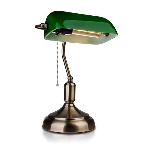 V-Tac Klassische Schreibtischlampe - Grünes Glas, 1,5 Meter Kabel, E27 Fassung, ohne Leuchtmittel, max. 60W