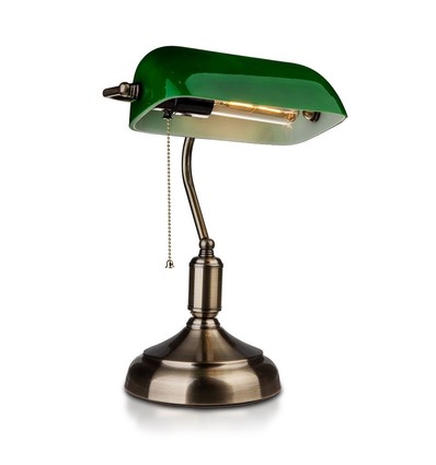 V-Tac Klassische Schreibtischlampe - Grünes Glas, 1,5 Meter Kabel, E27 Fassung, ohne Leuchtmittel, max. 60W