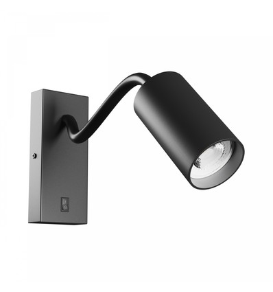 GU10 Wandleuchte mit Schalter und Flexarm - Schwarz