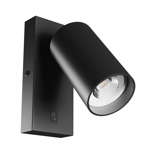 GU10 Wandleuchte mit Schalter - IP20, Ø5,5cm, 5,5x10cm, Schwarz, Rund, Ohne Leuchtmittel