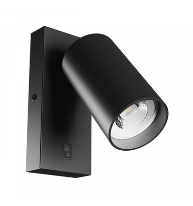GU10 Wandleuchte mit Schalter - IP20, Ø5,5cm, 5,5x10cm, Schwarz, Rund, Ohne Leuchtmittel