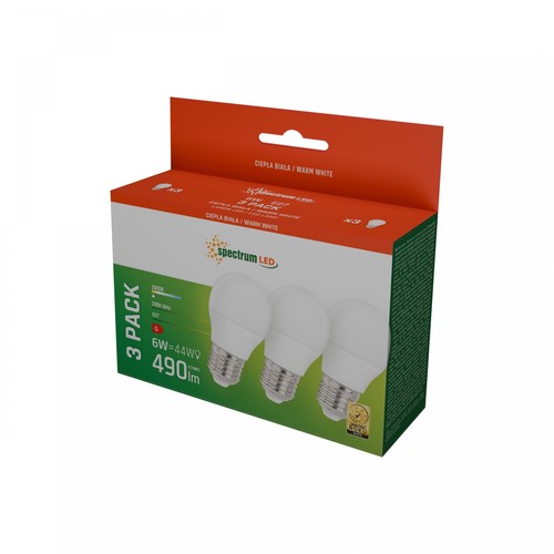 3er-Pack E27 6W LED-Leuchtmittel - G45, warmweiß
