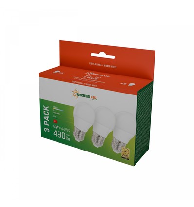 3er-Pack E27 6W LED-Leuchtmittel - G45, warmweiß