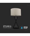 V-Tac moderne Designer-Tischlampe - Weiß/Schwarz, 1,5 Meter Kabel, E27 Fassung, ohne Leuchtmittel