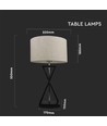 V-Tac moderne Designer-Tischlampe - Weiß/Schwarz, 1,5 Meter Kabel, E27 Fassung, ohne Leuchtmittel
