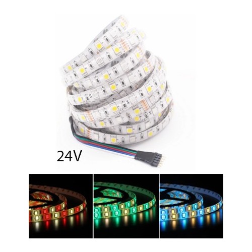 5m 12W/m RGB+CW LED-Streifen - 24V DC, IP65, 60 LEDs pro Meter