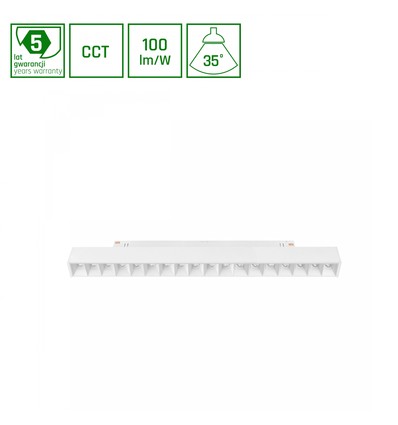 SHIFT CCT- Grid M Schienenleuchte 17W - 330x23x42mm, 40°, weiß, CCT Umschalter
